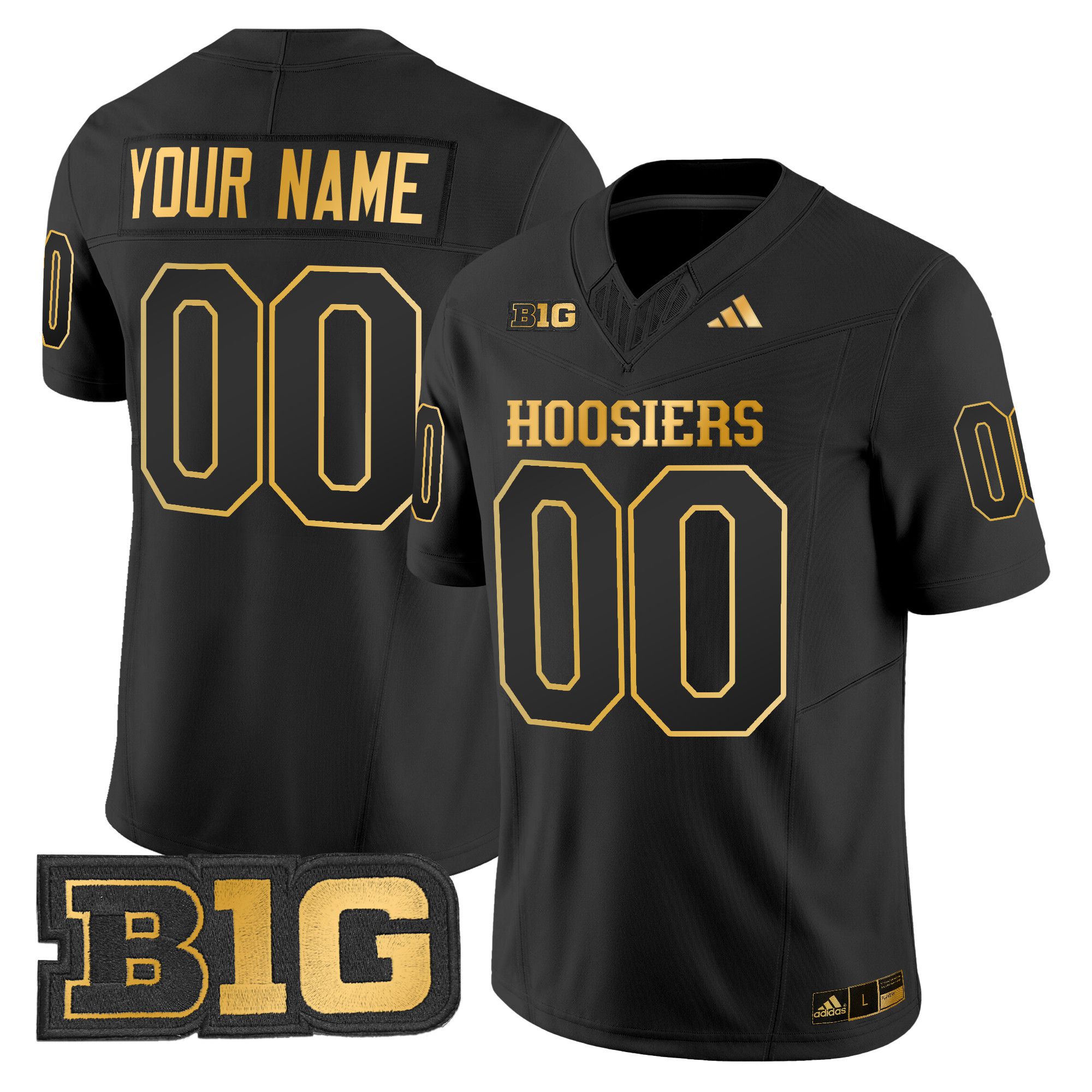 Men Indiana Hoosiers Black 2024 Gold Vapor Limited Custom NCAA Jersey style 1